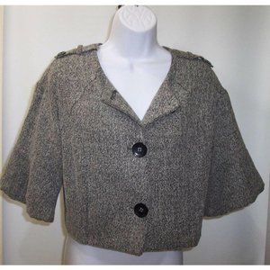 ELLE Top Black White Herringbone 3/4‎ Sleeve Career